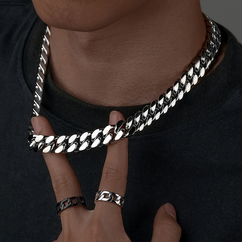 Women's Shiny Cuban Link Necklace, Polished Finish